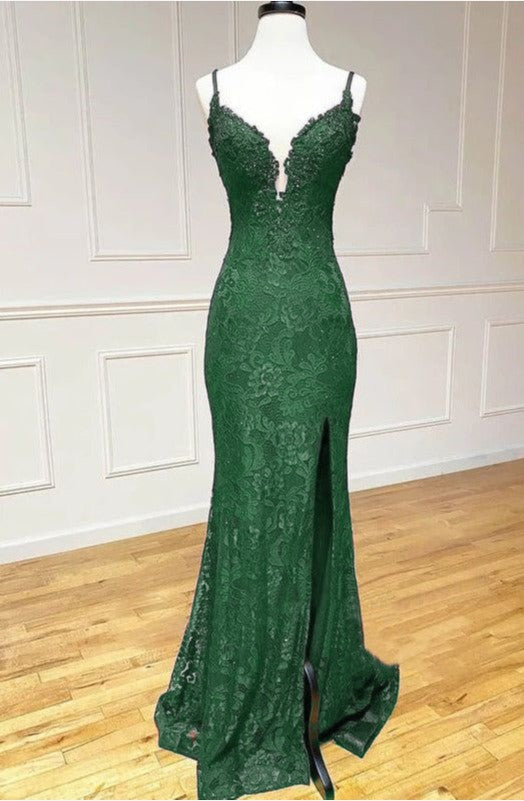 Niulatu Mermaid Formal Dresses Under $170?? Charming Grape Spaghetti Straps Applique Long Backless Prom Dress With Slit HZ1026