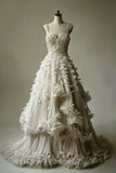 Niulatu A-line Spaghetti Strap Beaded Tulle Long Prom Dress Simple Applique Wedding Dress HZ1103