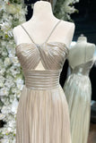 Niulatu A-line Spaghetti Strap Long Prom Dress with Slit HZ1103