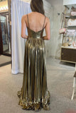 Niulatu A-line Spaghetti Strap Long Prom Dress with Slit HZ1103