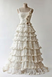 Niulatu White A-line Spaghetti Strap Lace Tulle Long Prom Dress Simple Wedding Dress HZ1103
