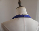 Niulatu Blue A-Line Halter Chiffon Satin Long Prom Dress V-neck Beaded Birthday Party Dress HZ1103