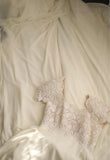 Niulatu Square Neck Chiffon Lace Empire Dress Long Prom Dress Beaded Wedding Dress HZ1103