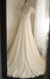 Niulatu Square Neck Chiffon Lace Empire Dress Long Prom Dress Beaded Wedding Dress HZ1103