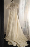 Niulatu Square Neck Chiffon Lace Empire Dress Long Prom Dress Beaded Wedding Dress HZ1103