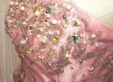 Niulatu Pink Strapless Satin Tulle Sequin Beaded Diamond Long Ball Gown HZ1103