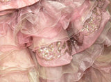 Niulatu Pink Strapless Satin Tulle Sequin Beaded Diamond Long Ball Gown HZ1103