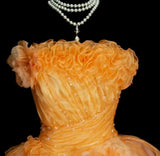Niulatu Orange Strapless Evening Dress Tulle Long Ball Gown HZ1103