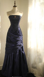 Niulatu Mermaid Strapless Taffeta Pleated Long Prom Dress Evening Gown HZ1103