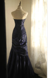 Niulatu Mermaid Strapless Taffeta Pleated Long Prom Dress Evening Gown HZ1103