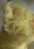 Niulatu Yellow A-Line Strapless Organza Wedding Dress with Appliques and Rhinestones Long Evening Gown HZ1103