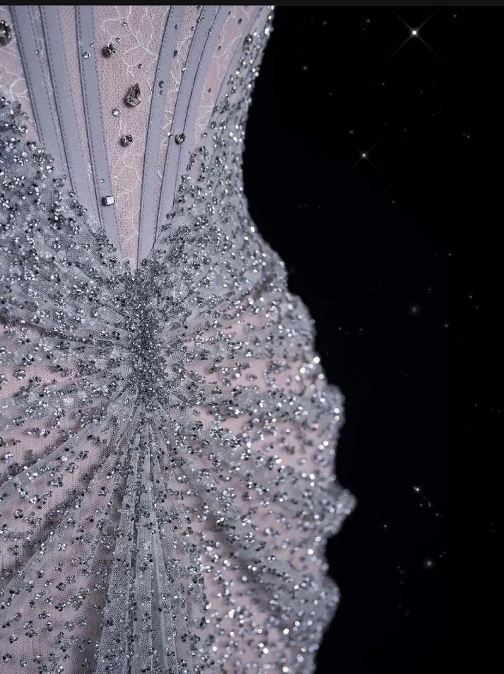 Niulatu Gown?? Off The Shoulder Tulle Sequins Long Prom Dress for Formal Events &Quinceanera HZ1026