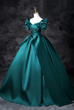 Niulatu A-Line Off the Shoulder Satin Long Prom Dress, Elegant Evening Dress HZ1103