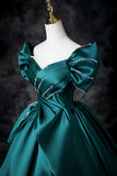 Niulatu A-Line Off the Shoulder Satin Long Prom Dress, Elegant Evening Dress HZ1103