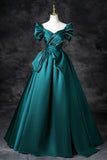 Niulatu A-Line Off the Shoulder Satin Long Prom Dress, Elegant Evening Dress HZ1103