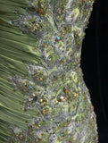 Niulatu Green Mermaid Spaghetti Strap Satin Beaded Sequin Long Prom Dress Sweetheart Neck Evening Dress HZ1103