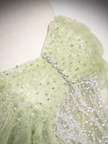 Niulatu A-Line Off the Shoulder Glittering Tulle Sequins Long Prom Dress Sweet 16 Dress HZ1103
