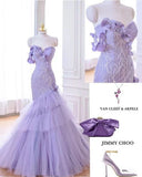 Niulatu Mermaid Sweetheart Neck Tulle Beaded Long Prom Dress Strapless Sequin Applique Birthday Evening Dress HZ1103