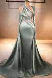 Niulatu Mermaid Irregular Collar Satin Rhinestone Halter Ruffled Long Prom Dress Formal Evening Gown HZ1103