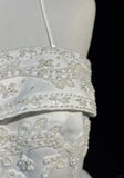 Niulatu Spaghetti Strap Beaded Satin Long Prom Dress White Wedding Dress Graduation Prom Dress HZ1103