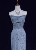 Niulatu Strapless Sequined Long Prom Dress Elegant Formal Evening Dress HZ1103