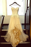 Niulatu White A-Line Sweetheart Applique Long Prom Dress Tulle Graduation Prom Dress HZ1103