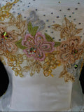 Niulatu A-Line Strapless Satin Sequins Long Prom Dress Embroidered Applique Wedding Dress HZ1103