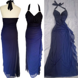 Niulatu ?Chiffon Halter Sheath Prom Dress for Party&Birthday Elegant Blue Evening Gowns HZ1026