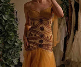 Niulatu Green Merimaid Spaghetti Strap Tulle Beaded Long Prom Dress Birthday Graduation Prom Dress HZ1103