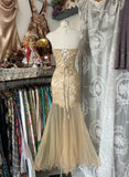 Niulatu Mermaid Strapless Sweetheart Tulle Beaded Applique Long Prom Dress HZ1103