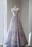 Niulatu Spaghetti Strap Tulle Applique Long Prom Dress Adult Ceremony Birthday Dress HZ1103