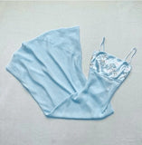 Niulatu Pink Spaghetti Strap Chiffon Long Prom Dress for Party Embroidered AppliqueEvening Dress HZ1103