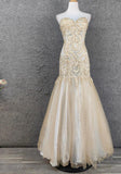 Niulatu Champagne Mermaid Sweetheart Neck Beaded Tulle Long Ball Dress Vintage Evening Dress HZ1103