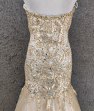 Niulatu Champagne Mermaid Sweetheart Neck Beaded Tulle Long Ball Dress Vintage Evening Dress HZ1103