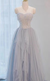Niulatu Sweetheart Neck Sequined Tulle Long Prom Dress Birthday Dress Graduation Prom Dress HZ1103