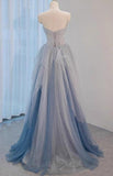 Niulatu Sweetheart Neck Sequined Tulle Long Prom Dress Birthday Dress Graduation Prom Dress HZ1103