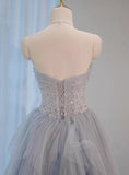 Niulatu Sweetheart Neck Sequined Tulle Long Prom Dress Birthday Dress Graduation Prom Dress HZ1103