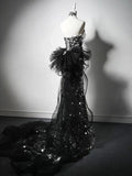 Niulatu Silver Mermaid Strapless Sequin Tulle Long Prom Dress Formal Evening Dress HZ1103