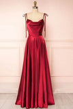Niulatu Strap A-Line Satin Simple Long Prom Dress Bridesmaid Dress HZ1103