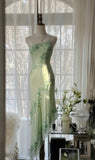 Niulatu Light Green Simple Bodycon Party Dresses Elegant One Shoulder Chiffon Applique Beaded Prom Dress HZ1103