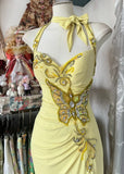 Niulatu Yellow Mermaid Formal Dresses Halter Sequin Diamond Long Prom Dress Birthday Party Outfit HZ1103