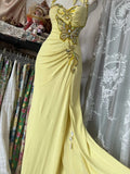 Niulatu Yellow Mermaid Formal Dresses Halter Sequin Diamond Long Prom Dress Birthday Party Outfit HZ1103