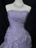 Niulatu Purple Mermaid Strapless Tulle Layered Long Prom Dress Formal Evening Dress HZ1103