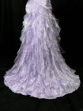 Niulatu Purple Mermaid Strapless Tulle Layered Long Prom Dress Formal Evening Dress HZ1103