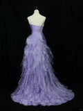Niulatu Purple Mermaid Strapless Tulle Layered Long Prom Dress Formal Evening Dress HZ1103