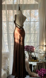 Niulatu Chocolate Mermaid Sweetheart Neck Satin Long Prom Dress Elegant Evening Gown HZ1103