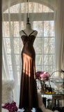 Niulatu Chocolate Mermaid Sweetheart Neck Satin Long Prom Dress Elegant Evening Gown HZ1103