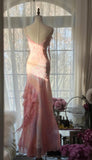 Niulatu Pink Spaghetti Strap Mermaid Party Dresses Fairytale Chiffon Beaded Long Prom Dresses HZ1026