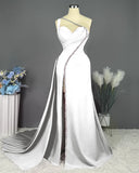 Niulatu Pink Long One Shoulder Sleeveless Prom Dress Long Slit Online HZ1103