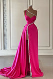 Niulatu Pink Long One Shoulder Sleeveless Prom Dress Long Slit Online HZ1103